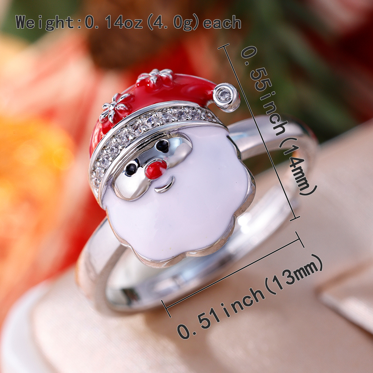 Santa Claus Open Ring with Copper Material and Zirconia